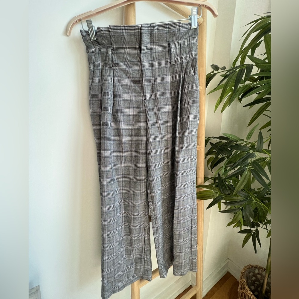 Plaid high waisted wide leg pants